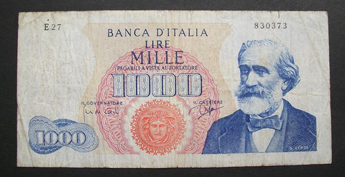 1000 lire verdi tipo - verdi, 1°