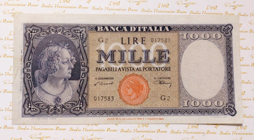 1000 lire busto dell italia - lire,