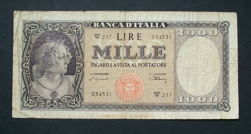 1000 lire ornata perle e - lire,