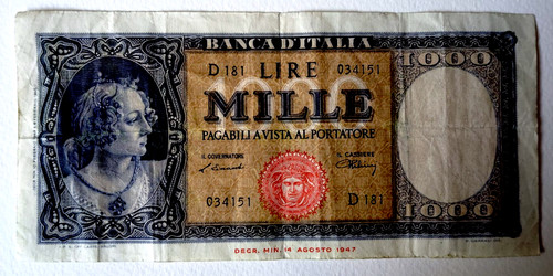 Italia rara banconota - -, da